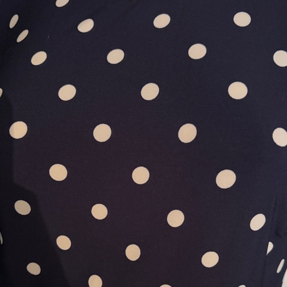 Chaps Navy and White Polka Dot Midi Dress - Picture 3 of 4